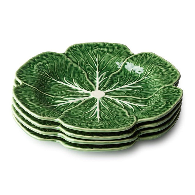 Le Jardin Cabbage 3D DINNER PLATES, SET OF FOUR -11" Sculpted Green Stoneware Leaf Plates – Seasonal Garden-Inspired Tableware for Spring & Summer Dining and Entertaining