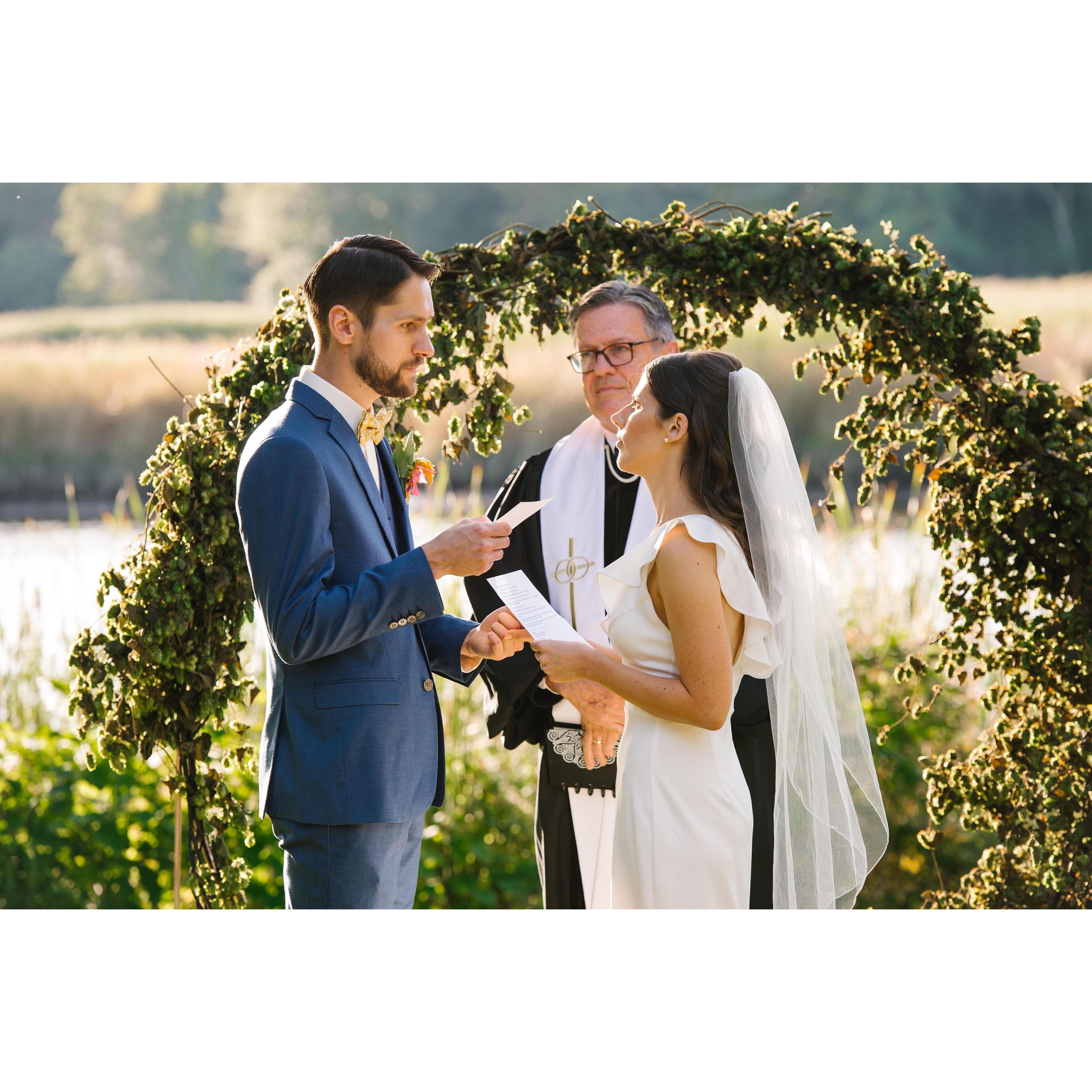 We wrote our own vows to recite to one another, which we took very seriously.
