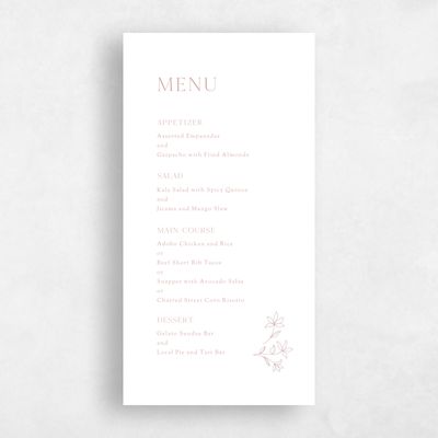 Dusty Rose, Pink Wedding Menu - Creston Letterpress