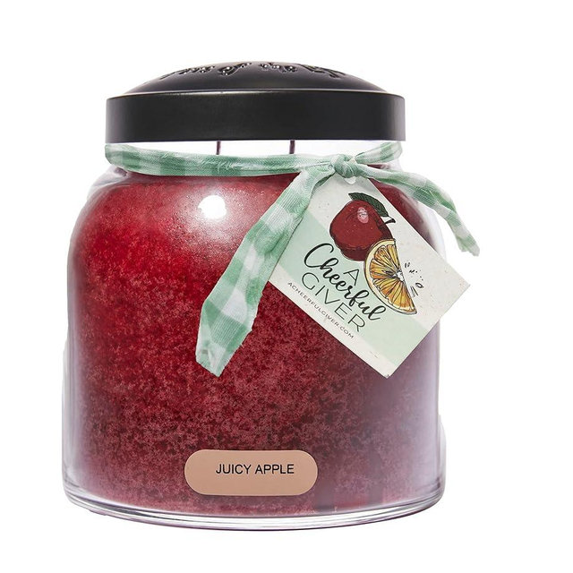 A Cheerful Giver - Juicy Apple - 34oz Papa Scented Candle Jar with Lid - Keepers of the Light - 155 Hours of Burn Time, Gift for Women, Red