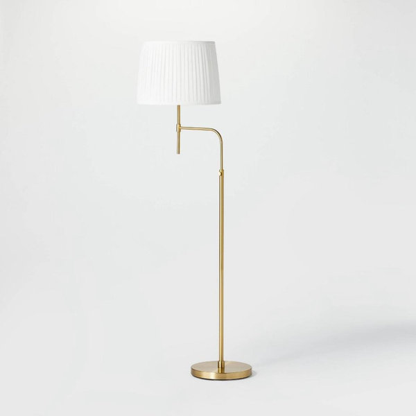 Adjustable Floor Lamp Brass Iron with Pleated Shade - Threshold™ designed with Studio McGee