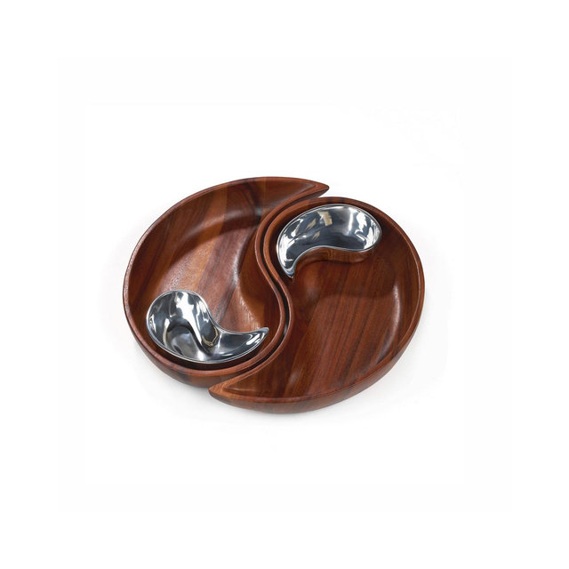 Nambé Yin Yang Chip and Dip Set, 4 Pieces