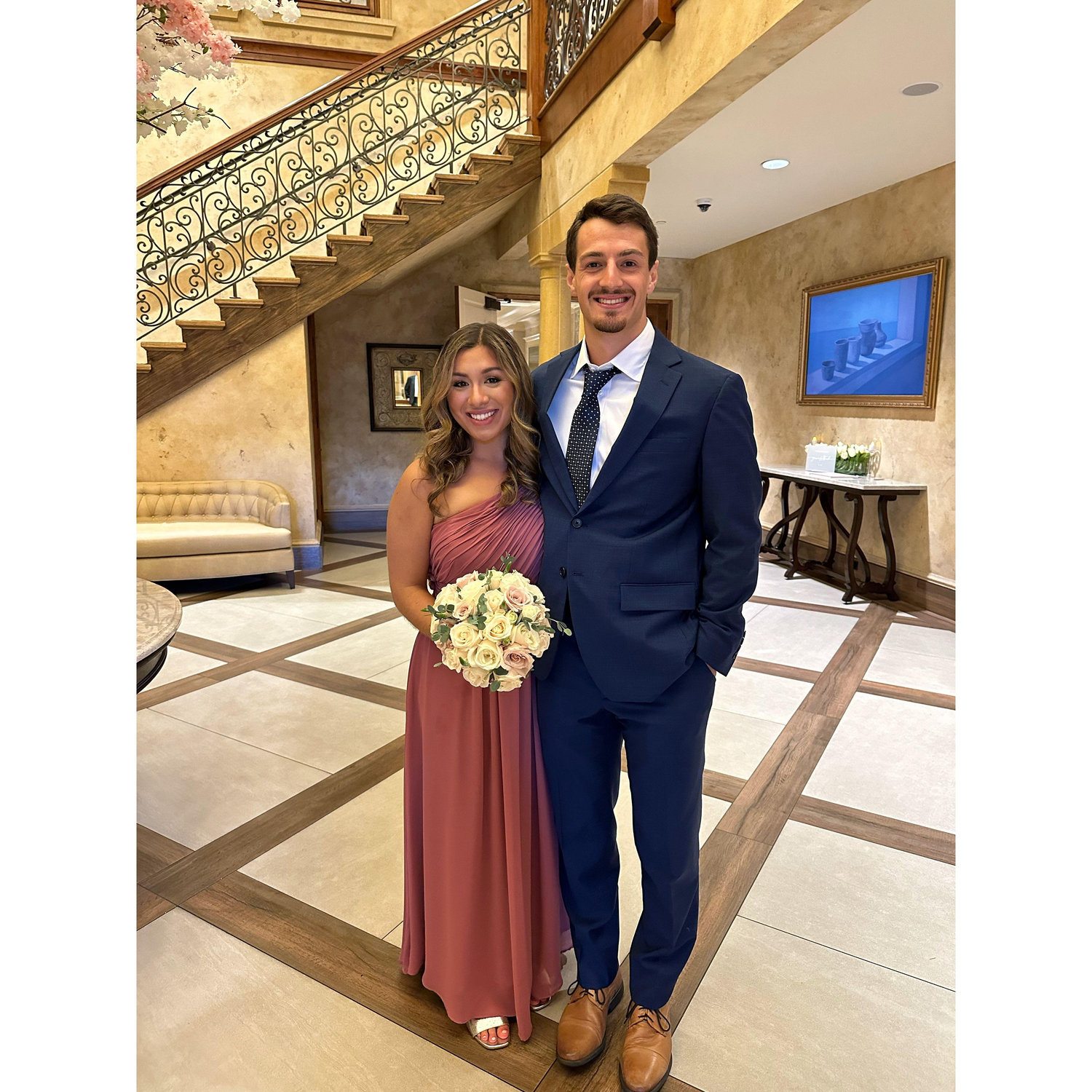 Rare sighting of us looking fancy for Katlyn and Nick's wedding! (and even rarer sighting of Nicole in pink)