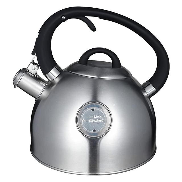 Tea Kettle, 2.6 Liter Stovetop Whistling Teakettle with Visible Window, Ergonomic Handle Food Grade Stainless Steel Teapot for Tea, Coffee, Milk Silver