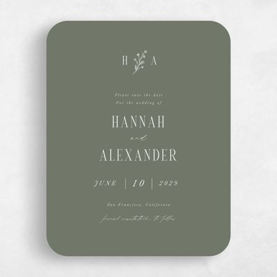 Green Rounded Wedding Save the Date - Nydia Portrait