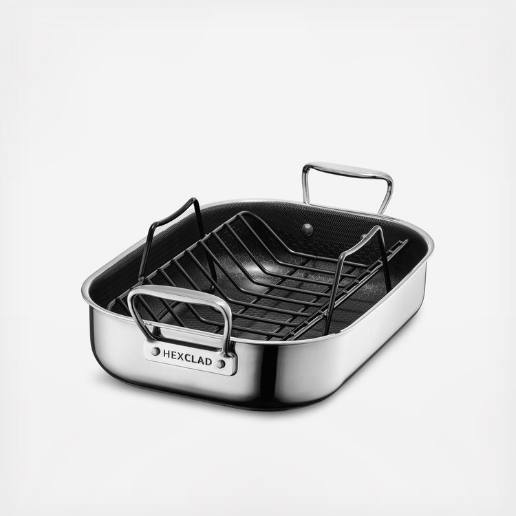 HexClad Hybrid Cookware, Small Roasting Pan with Rack | Zola
