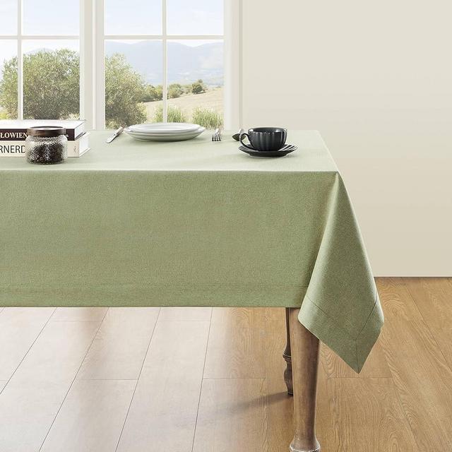 ZeeMart Green Tablecloth, Farmhouse Linen Style Table Cloth Rectangle Table Cloths 60 x 84 Inch Sage Green, Wrinkle Resistant Washable Heavy Weight Tight Weave TableCloths