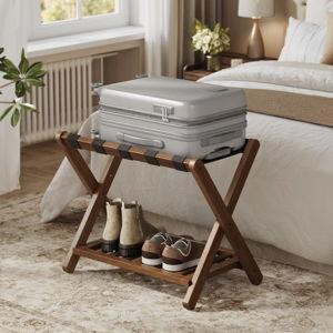 Foldable Luggage Rack - Coffee Brown