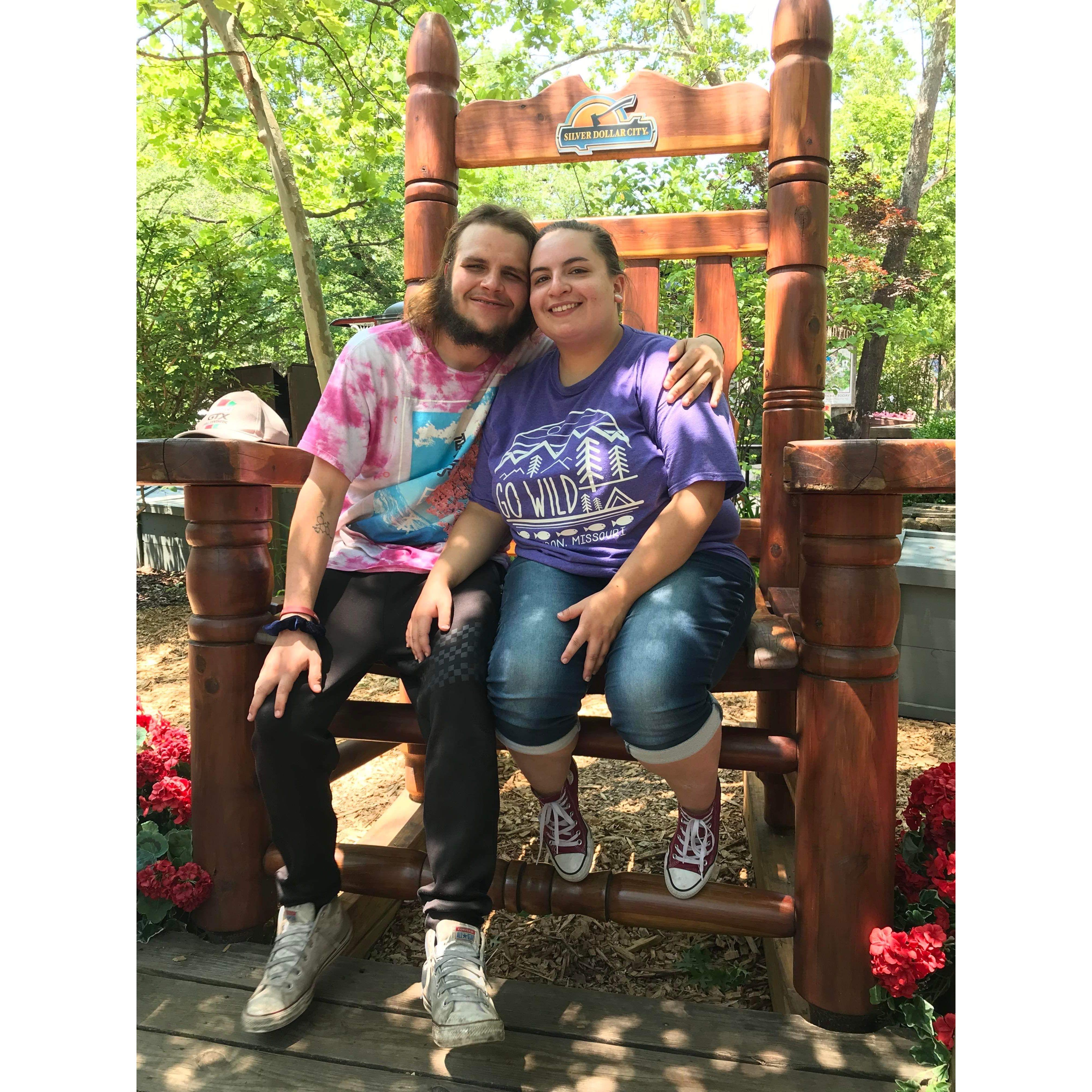 We sat in the big chair at Silver Dollar City