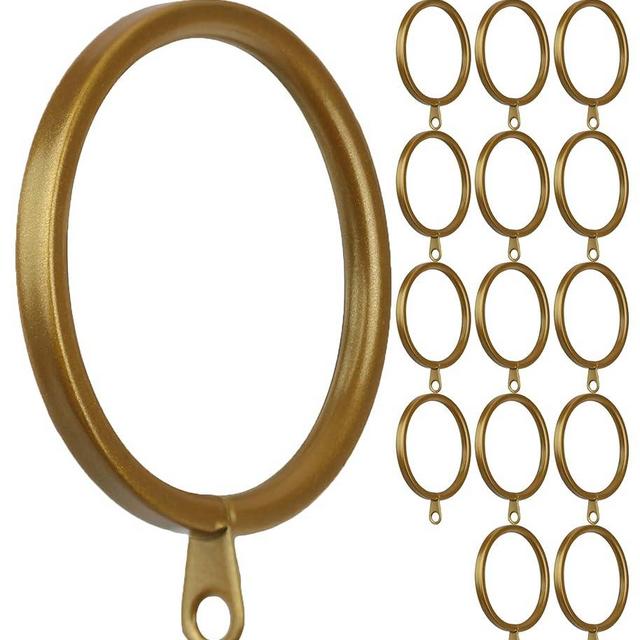 Meriville 14 pcs Gold 2-Inch Inner Diameter Metal Flat Curtain Rings with Eyelets