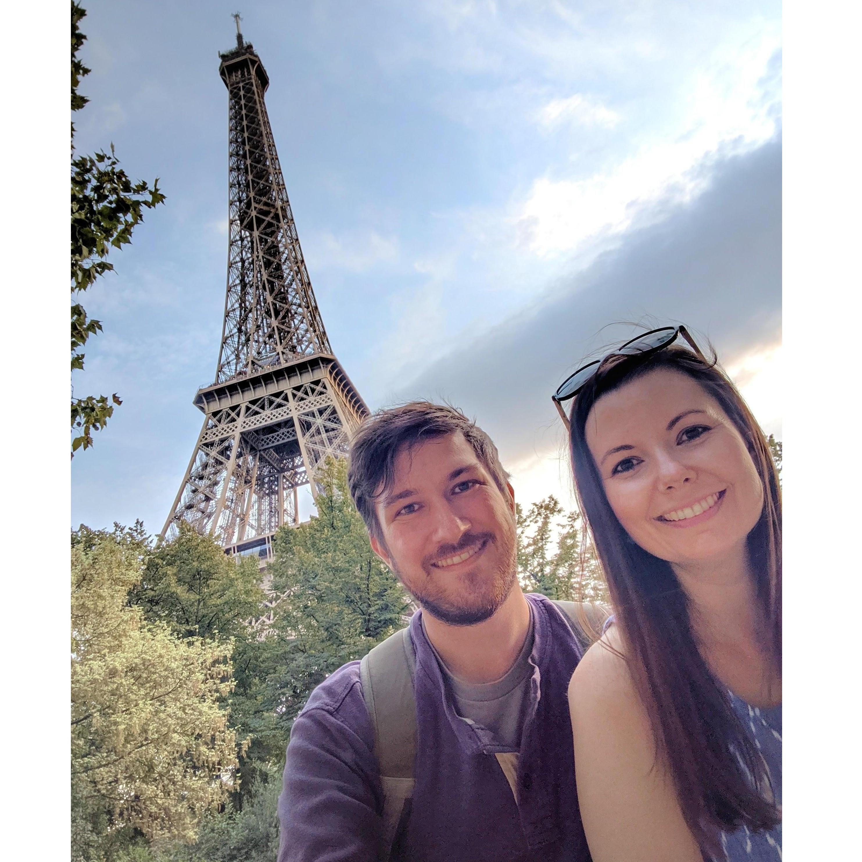Year 4 - Adam's first trip to Europe! Our favorite vacation thus far! Picture taken under the Eiffel Tower in Paris. September 2019 <3