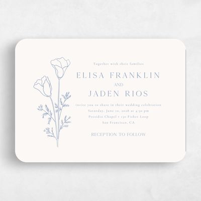 Blue Rounded Wedding Invitation - Coquelicot Landscape