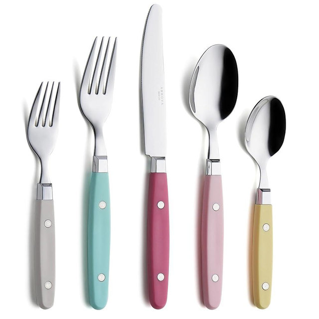 ANNOVA Silverware Set 20 Pieces Stainless Steel Color Handle With Rivet/Retro Flatware - 4 x Dinner Knife; 4 x Dinner Fork; 4 x Salad fork; 4 x Dinner Spoon; 4 x Dessert Spoon (Pastel Mix, 20 Pieces)
