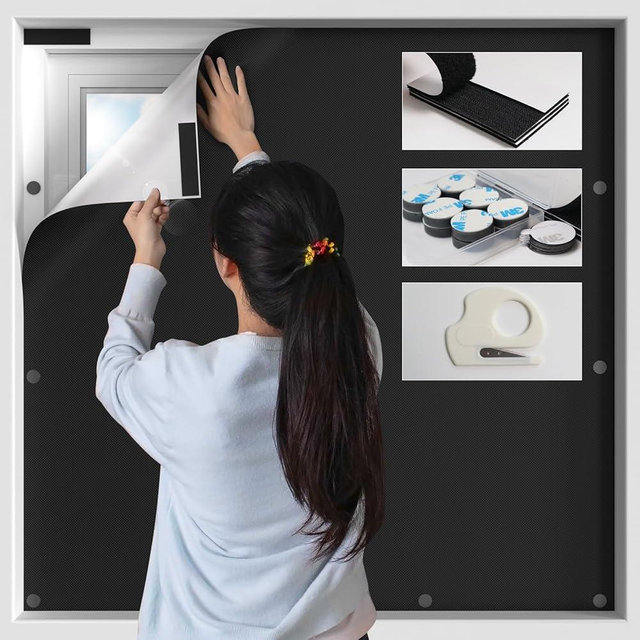 BKSAI Blackout Window Cover No Drill Cuttable 100% Black Out Windows Film Room Darkening Shades Traceless Removeable 57x79 inch New
