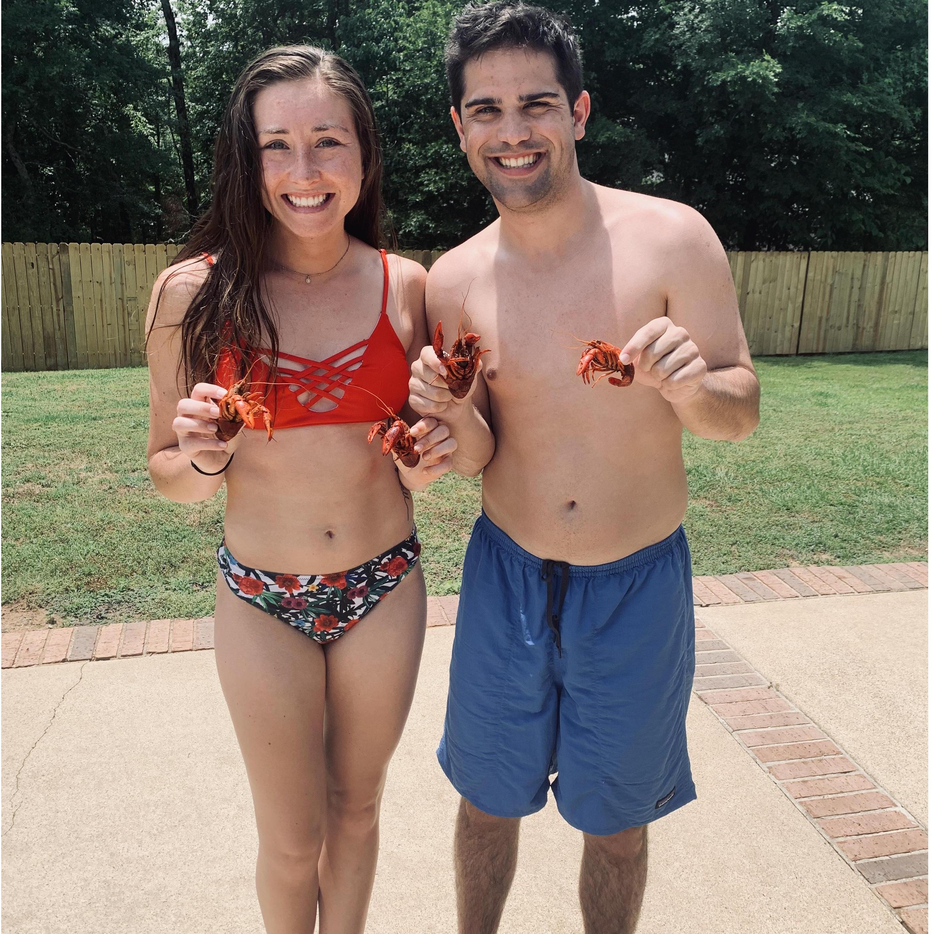 had to show Josiah how we do crawfish boils