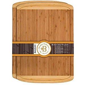 Large Bamboo Cutting Board Set of 2, Kitchen Chopping Board, Wooden Cutting Board with Juice Grooves. By: Bambusi