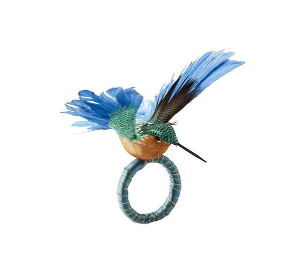 Kim Seybert Humm Napkin Ring in Blue & Green - Set Of 4