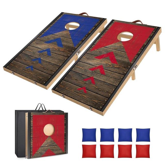 HQGZQL Wooden Cornhole Board Set with Bean Bags, Choose 4x2 or 3x2 2x1.3 ft Corn Hole Boards, Portable Outdoor & Indoor Toss Game Sets for Kids Adults and Family Party Camping Equipment