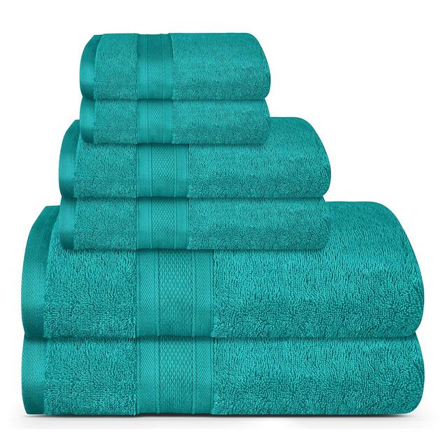 TRIDENT Soft and Plush, 100% Cotton, Highly Absorbent, Bathroom Towels, Super Soft, 6 Piece Towel Set (2 Bath Towels, 2 Hand Towels, 2 Washcloths), 500 GSM, Teal
