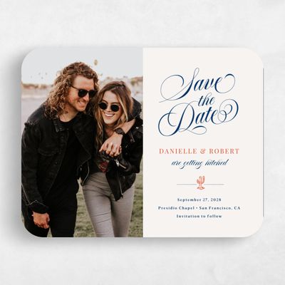 Beige Rounded Wedding Save the Date - Jerome Photo