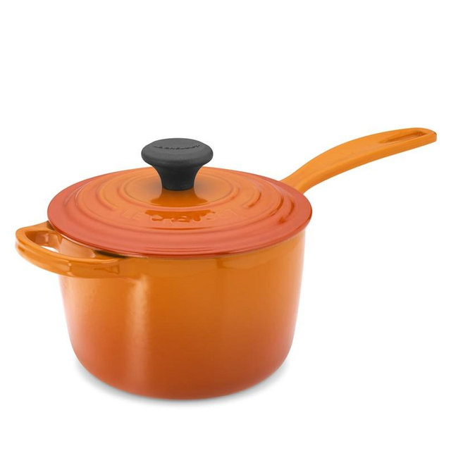 Le Creuset Signature Cast-Iron Saucepan, 1 3/4-Qt., Flame