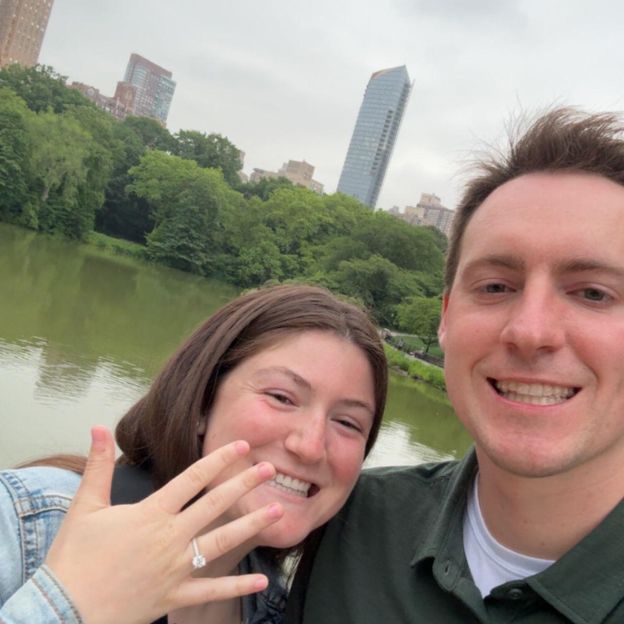 The picture we sent to our families to announce our engagement!