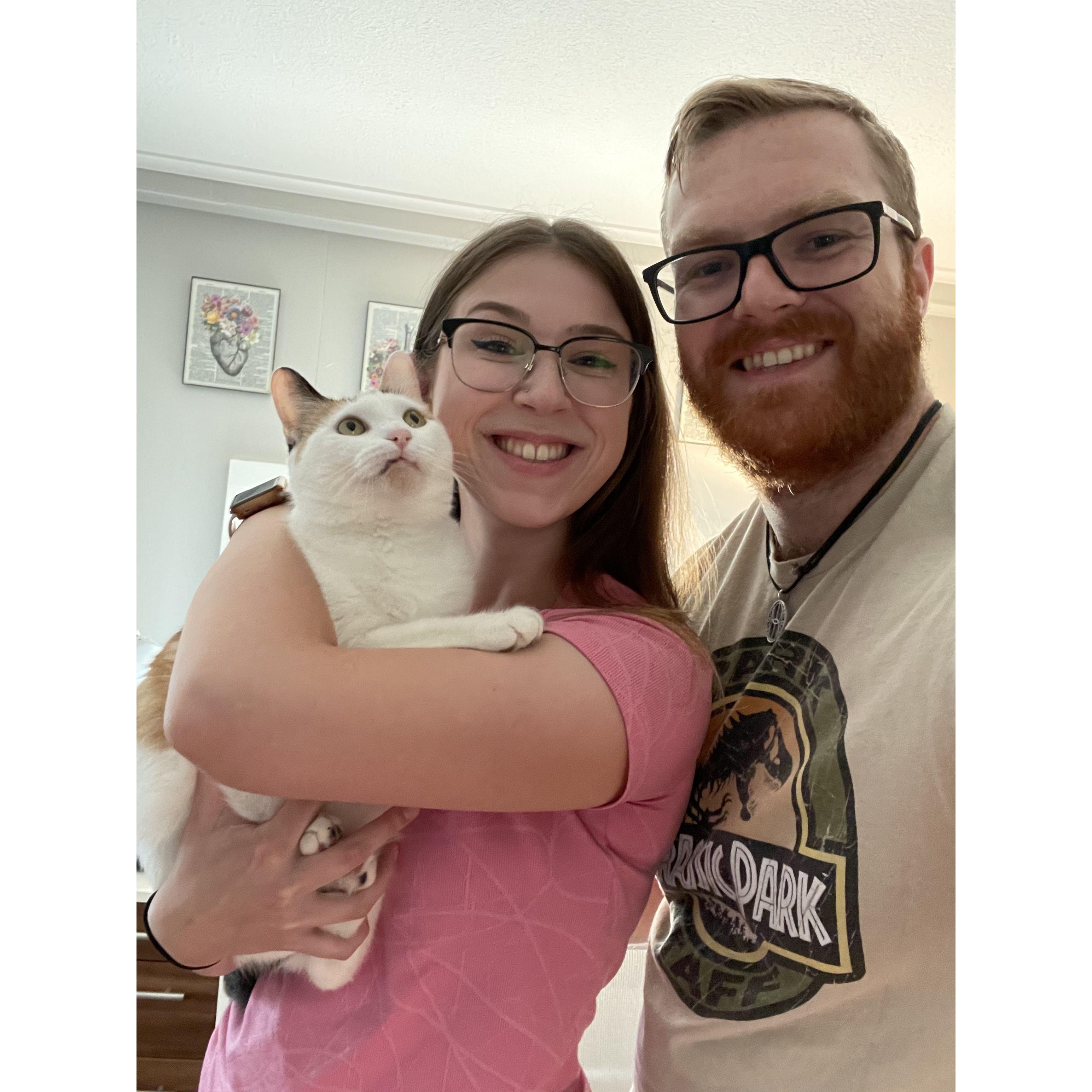 Our first family photo with our sweet girl Peanut!