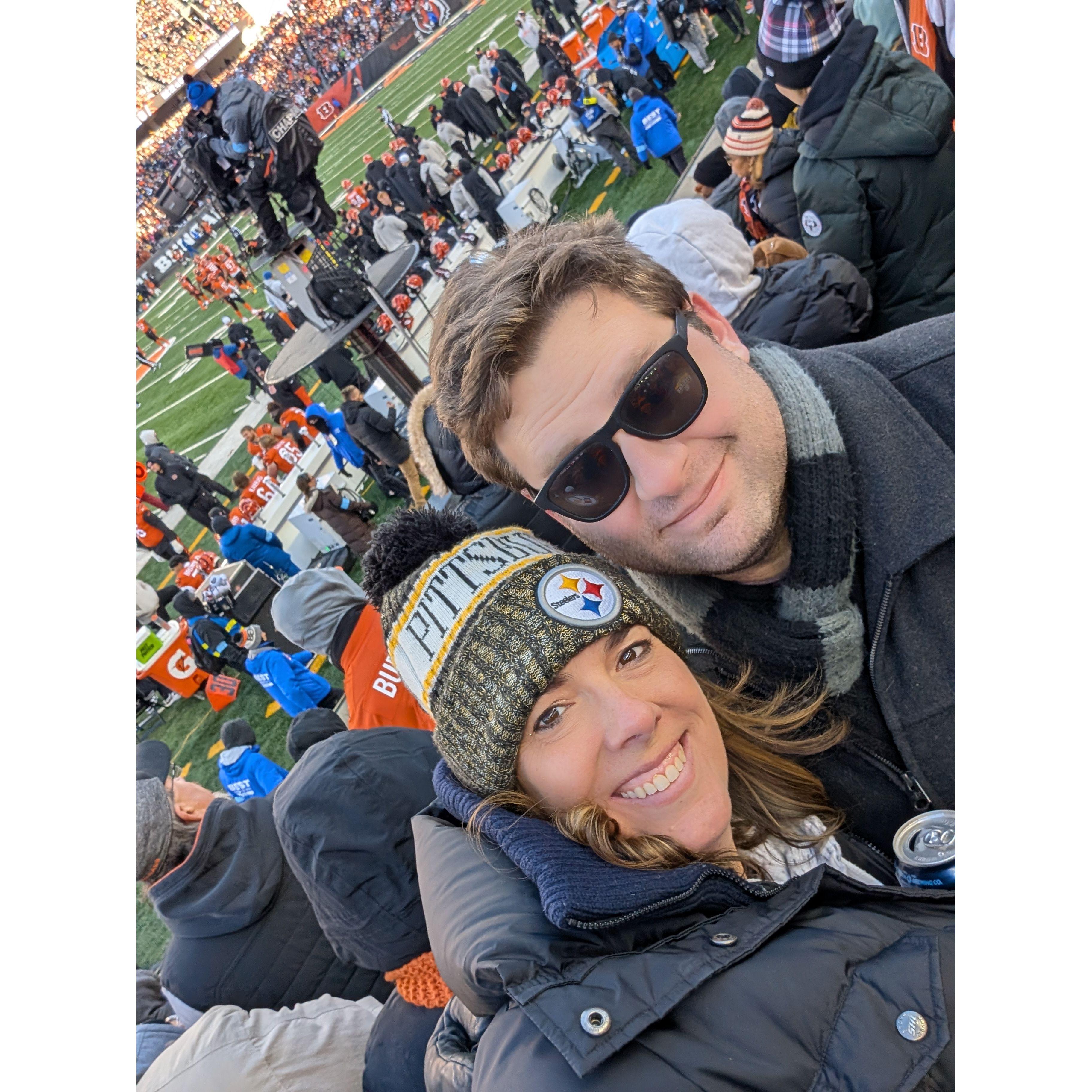 Despite being Bengals and Steelers fans we still get along!