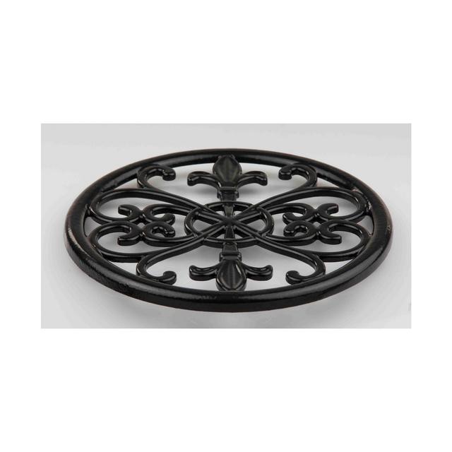 Home Basics Cast Iron Fleur De Lis Trivet, Black
