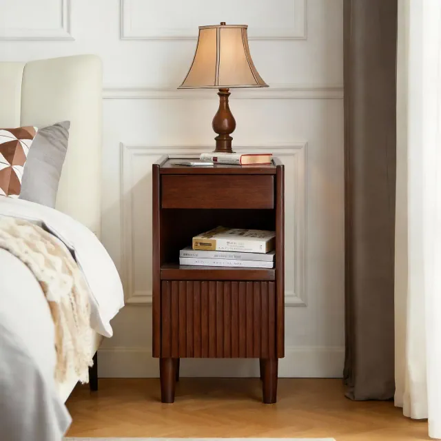 Wooden Stylish Functional 1 Drawer Nightstand for Bedroom Living Room