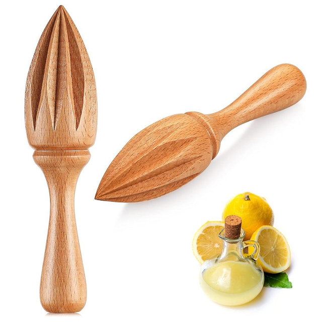 Sieral 1 Pcs Wooden Citrus Reamer Lemon Hand Juicer Beech Wood Handheld Citrus Juicer Kitchen Juicing Tool Manual Orange Lime Lemon Juice Reamer Extractor for Daily Home Bar Cafe Restaurant Use