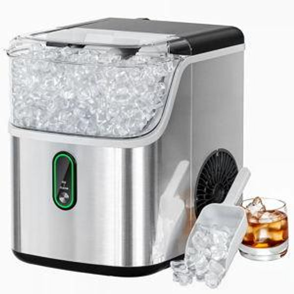 35 Lb. Nugget Stainless Steel Kitchen Countertop Ice Makers, Daily Production Chewable Ice Maker Machine for Camping and Party IM-WY-36-XT