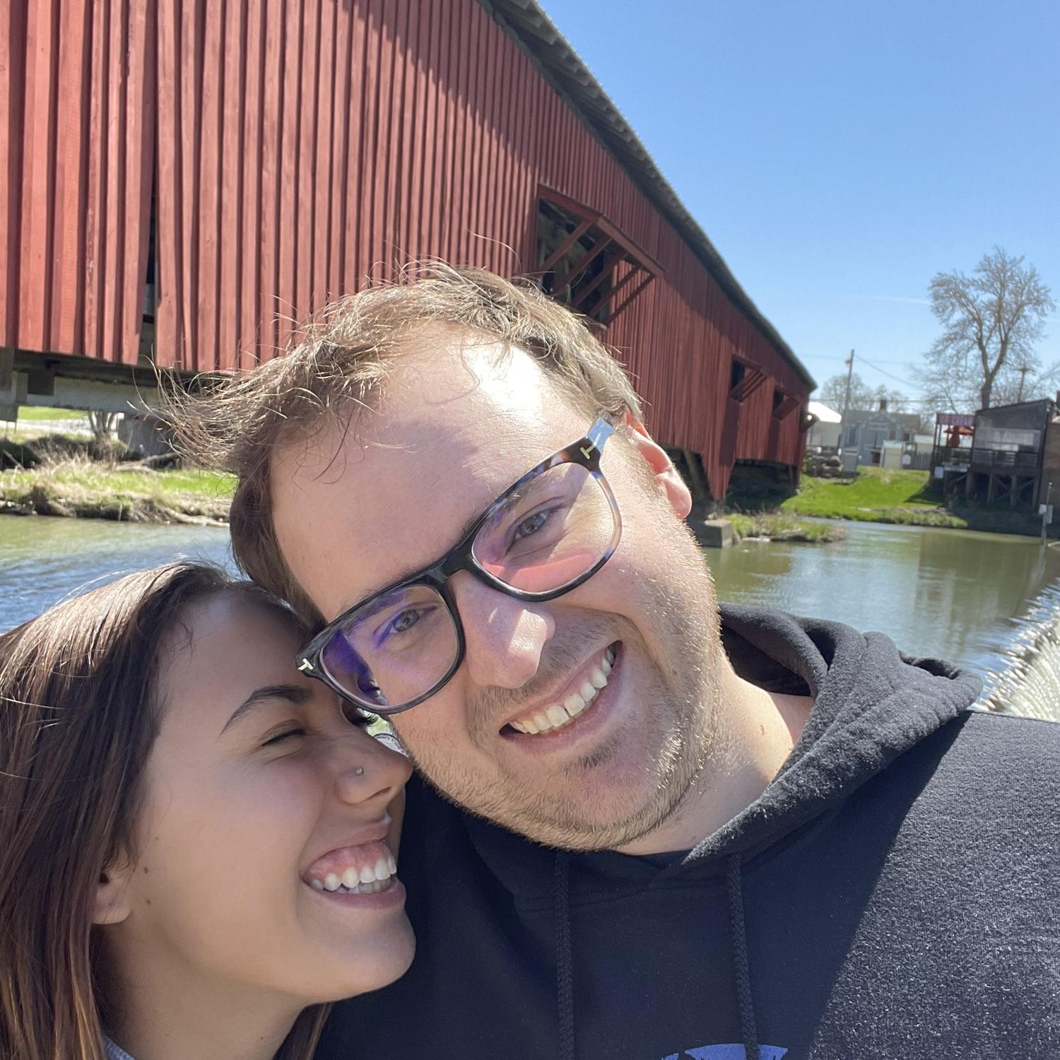 Emily’s first time seeing a covered bridge and going to Indiana