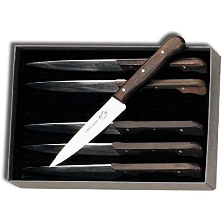 Victorinox Swiss Army Cutlery Rosewood Straight Steak Knives, Pointed-tip, 4.75-Inch, 6-Piece