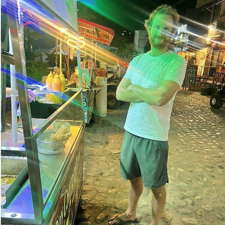 Waiting for the ill-fated churro that gave Pete food poisoning