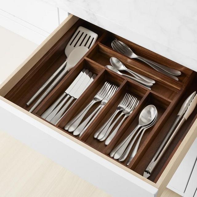 Hold Everything FSC® Expandable In-drawer Organizer, Dark Wood, Large