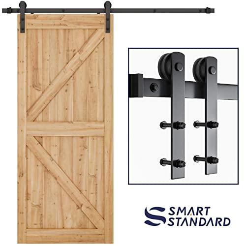 SMARTSTANDARD 6.6ft Heavy Duty Sturdy Sliding Barn Door Hardware Kit -Smoothly and Quietly -Easy to install -Includes Step-By-Step Installation Instruction Fit 36"-40" Wide Door Panel (I Shape Hanger)