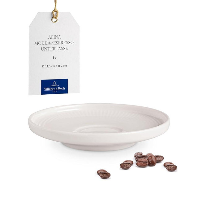 Villeroy & Boch Afina Espresso Cup Saucer, Premium Porcelain, Made in Germany, Dishwasher and Microwave Safe, 4.5 in, Stackable, White