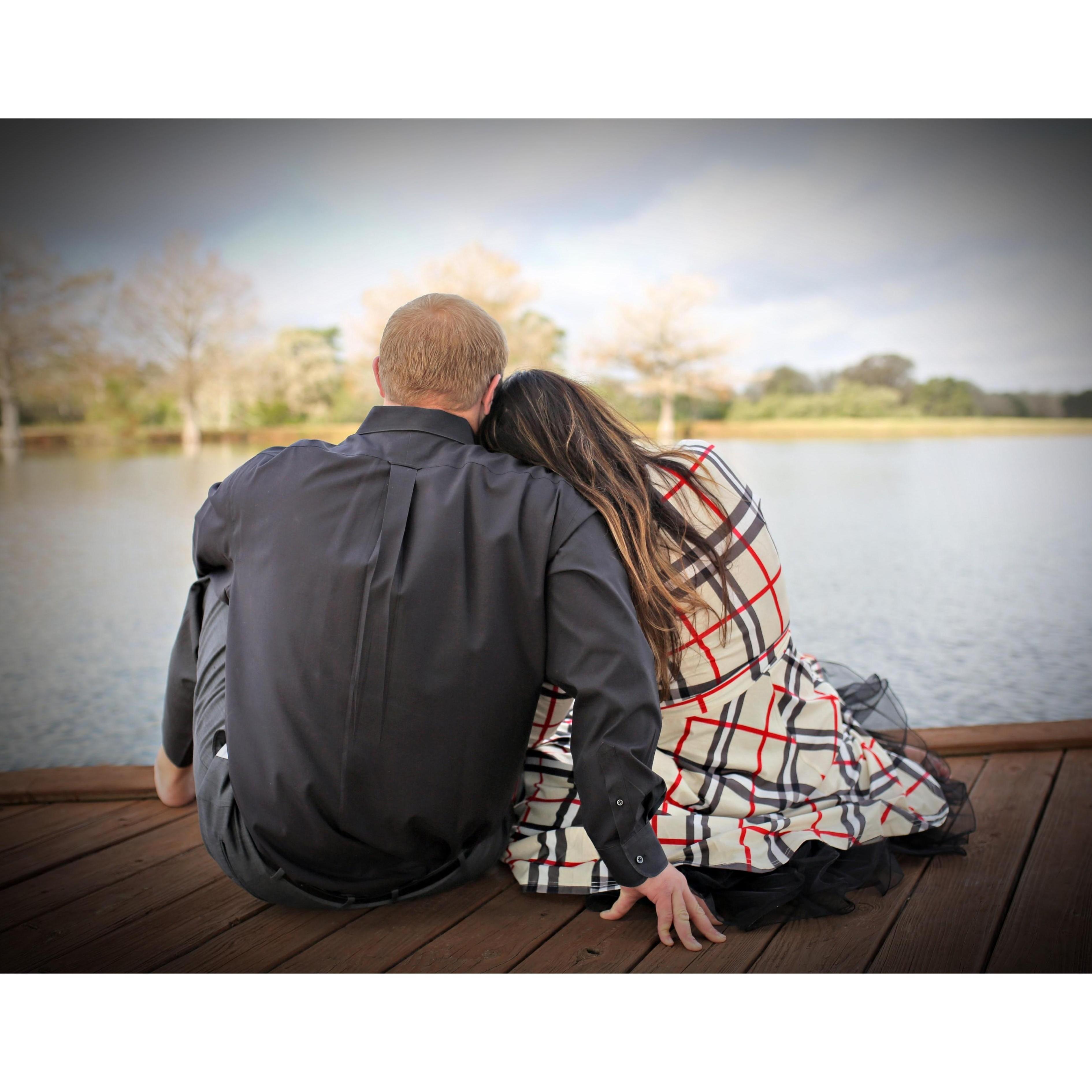 We went back to the dock at the ranch where we got engaged...
