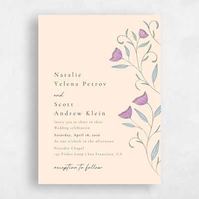 Buttercream, Purple Wedding Invitation - Sinfonia Portrait
