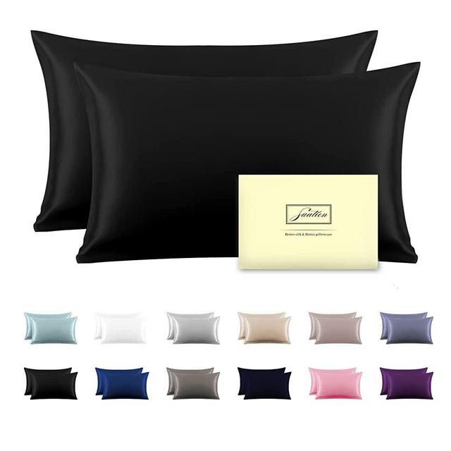 Silk Pillowcase for Hair and Skin,Soft,Breathable and Sliky 100% Standard Size Pillow Cases Set of 2,Both Sides Natural Mulberry Silk Pillowcases with Hidden Zipper(Standard Size 20"X 26",2pcs)