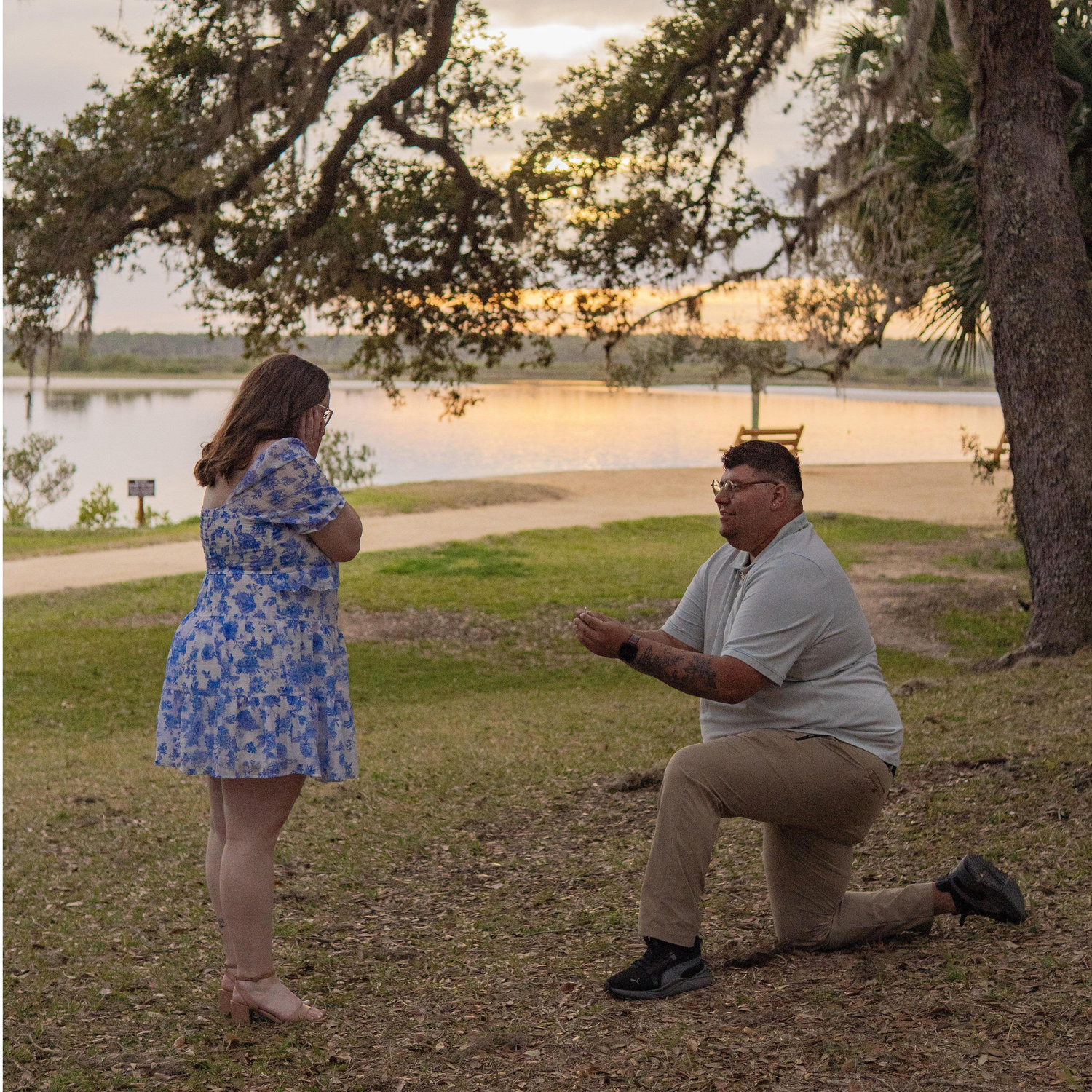 A reenactment...
He popped the question in Wisconsin in the cold!