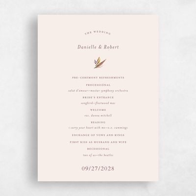 Linen, Beige Wedding Program - Heath