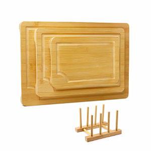 Bamboo Cutting Board Set with Holder – Wooden Cutting Boards for Kitchen Set of 3, Chopping Board Set with Juice Groove – Kitchen Accessories for Home, Includes Utensils
