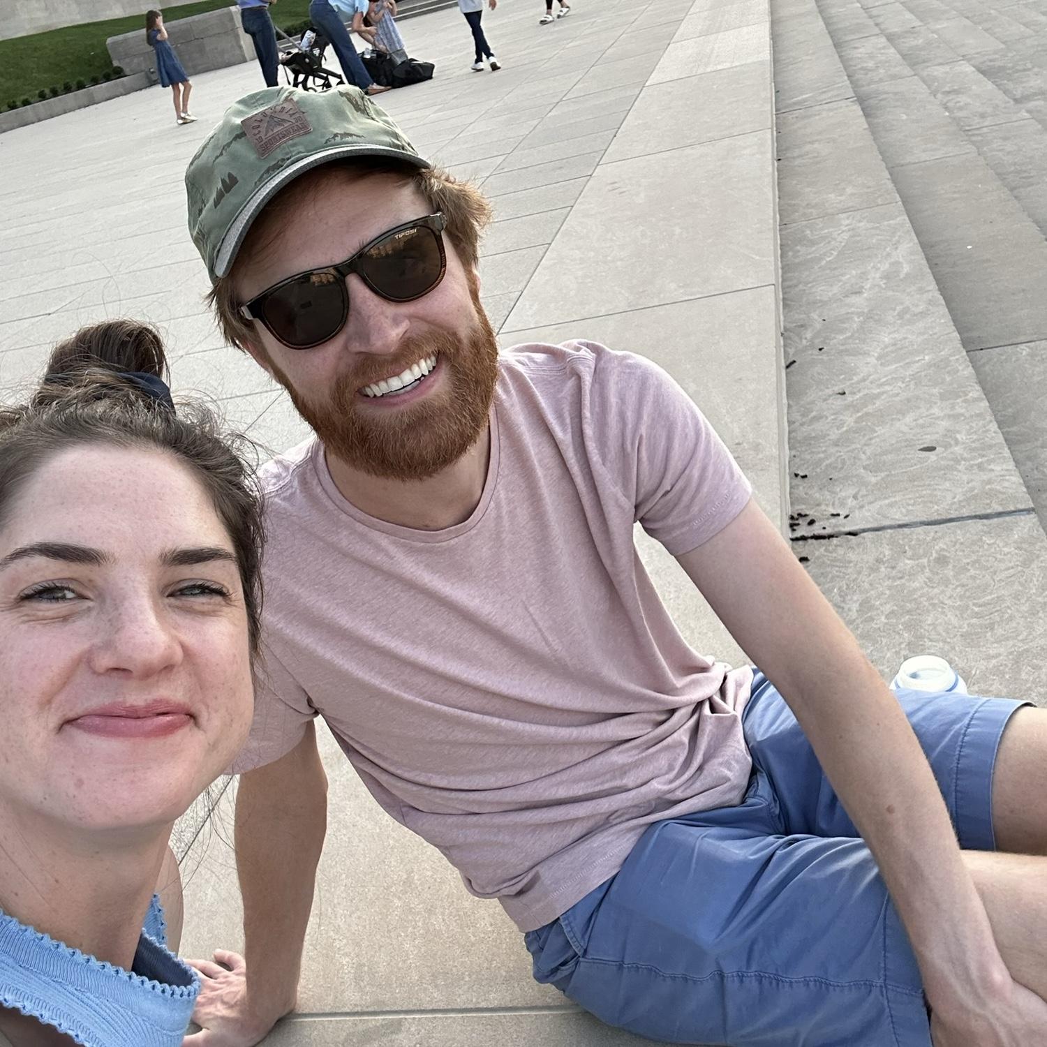 Emma giving Matt a tour of Kansas City, barbecue not pictured