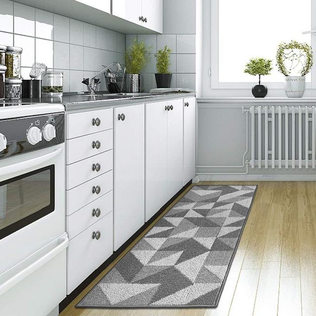 DEXI Kitchen Rug Non-Slip Absorbent Mat for Kitchen Floor, Entryway, Hallway and Dining Room, Machine Washable Carpet 20"x59", Grey