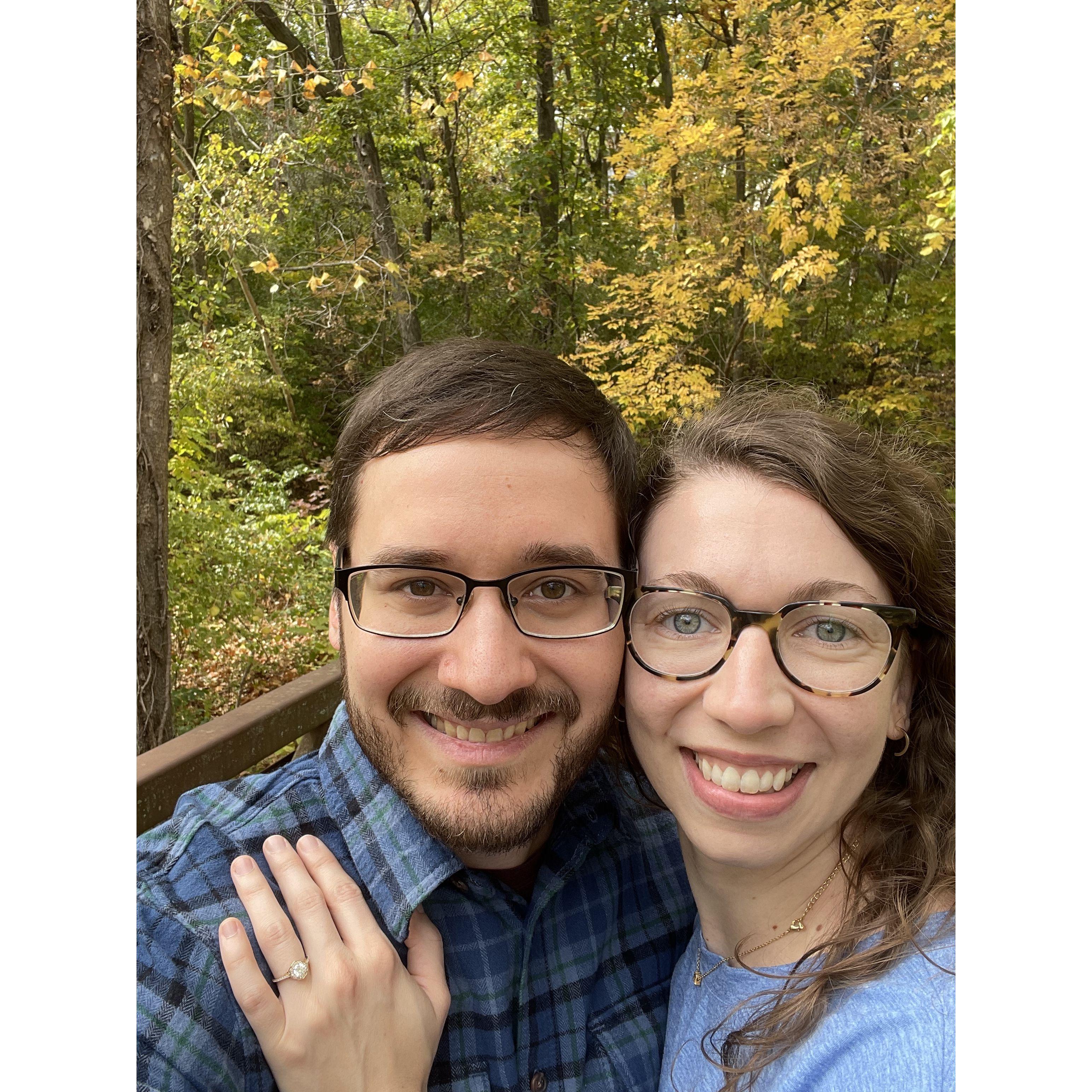 This was back in KC...I flew back with Michael after he proposed. We walked on our favorite trail, where we had first talked about getting married. :)