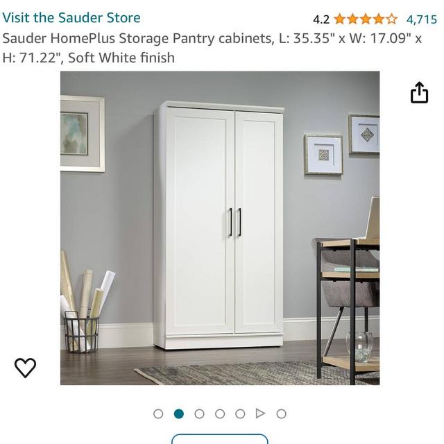 Sauder HomePlus Storage Pantry cabinets, L: 35.35" x W: 17.09" x H: 71.22", Soft White finish