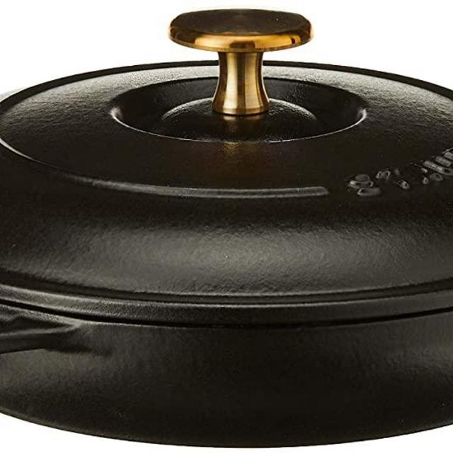 STAUB Cast Iron Round Covered Baking Dish, 7.9-inch, Black Matte