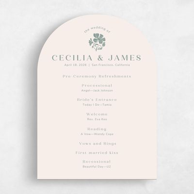 Green Arch Wedding Program - Tiburon